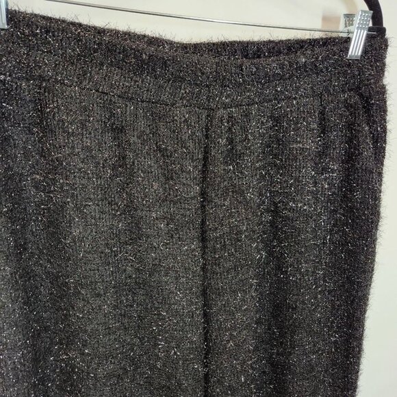 NWT Vero Moda fluffy wide leg pants in black glitter Size XL - Picture 3 of 9